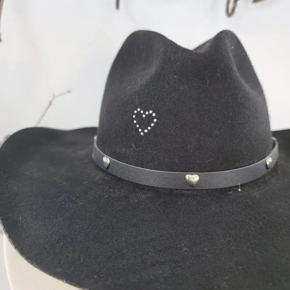 LHC brands vintage black felt rancher style western hat - Picture 9 of 10